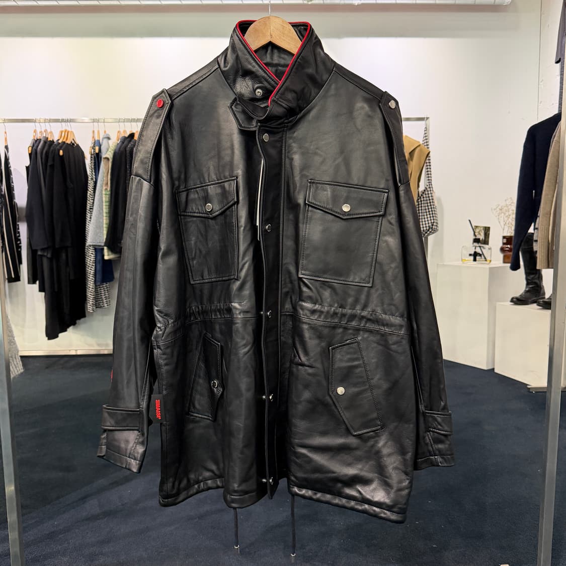 [새상품] [M] MMIC 블랙 소프트 레더자켓  상품이미지1