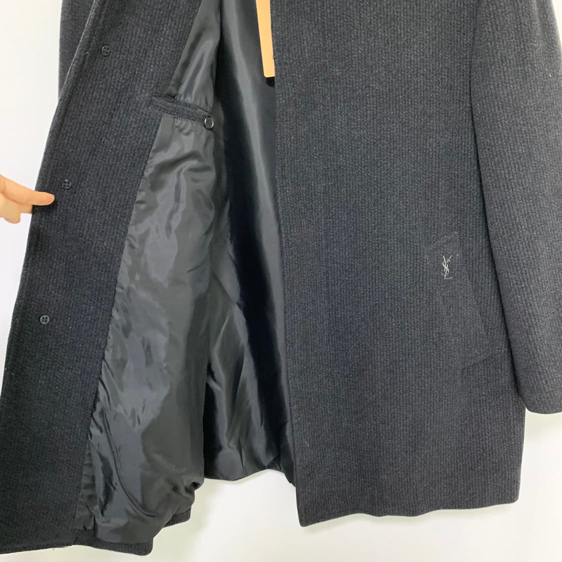 입생로랑 뿌르 옴므 빈티지 모직 하프 코트 차콜 상품이미지6
