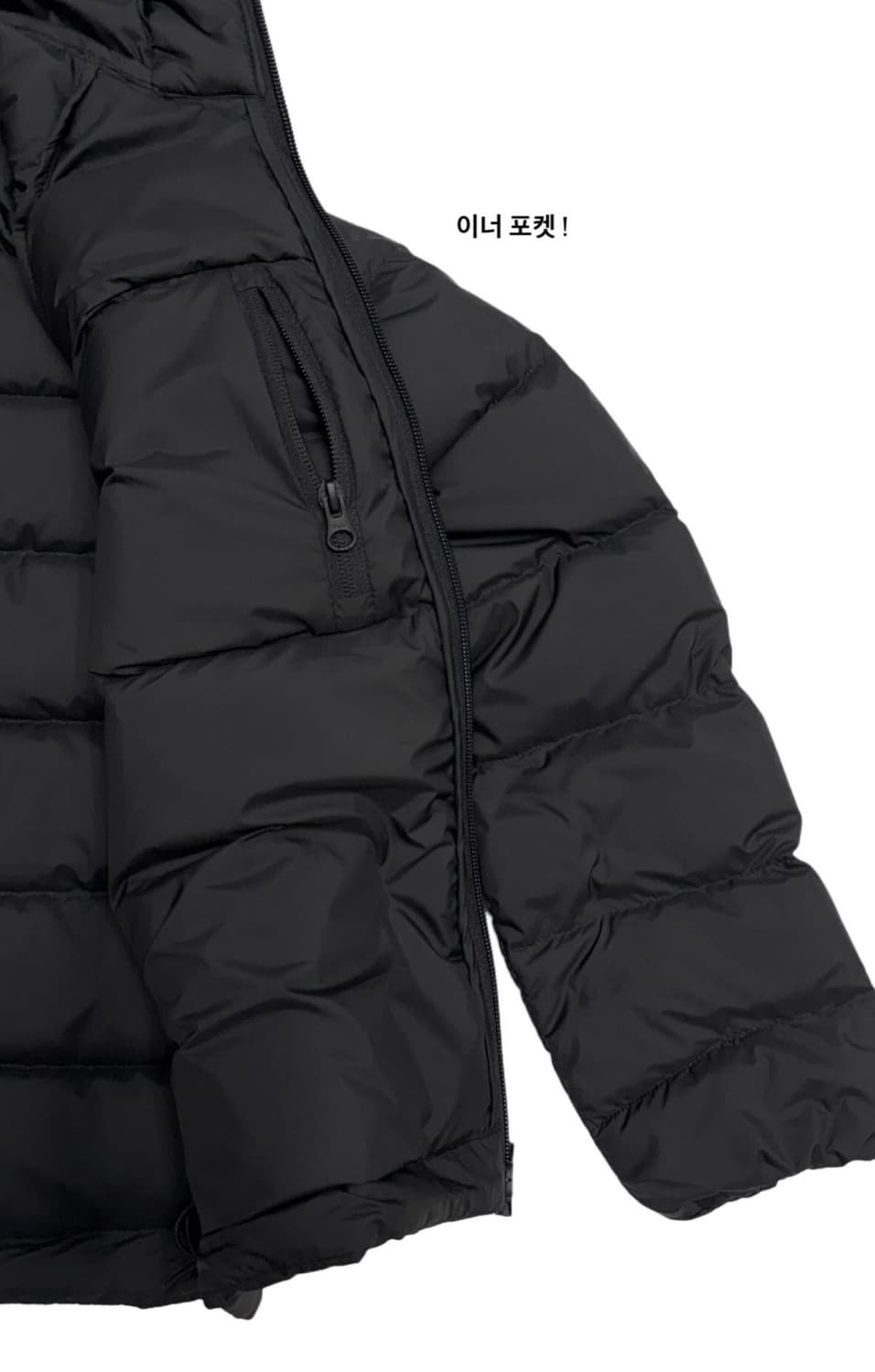 YUE project 후드 패딩 경량패딩 블랙 상품이미지4