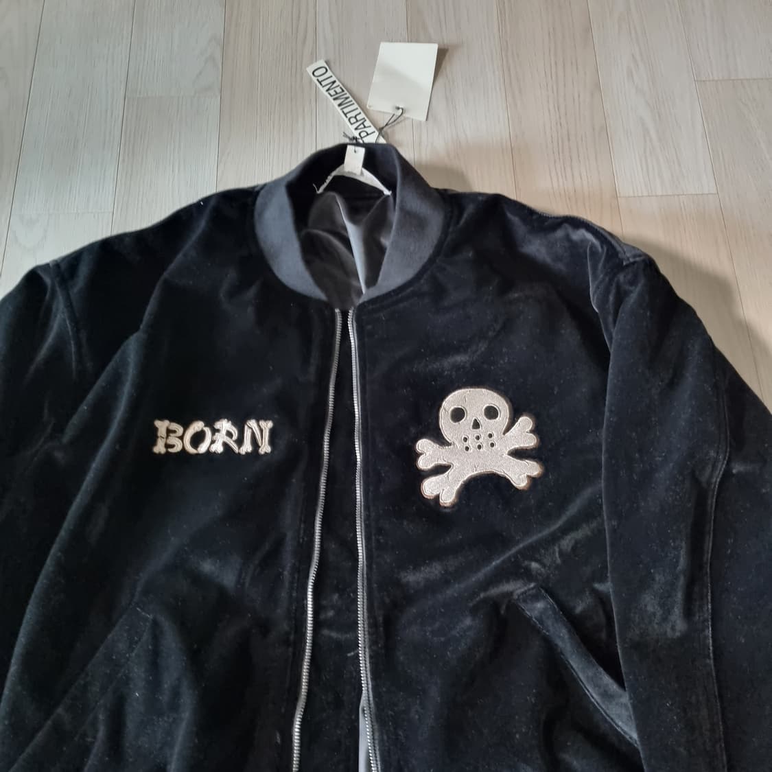 정가12만(새제품m) 파르티멘토 벨벳 수베니어 블루종 캐피탈맛 해골 상품이미지3