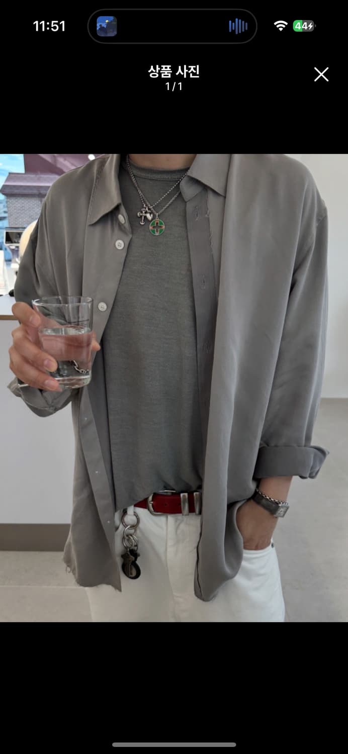 언타이틀드 아이딜 실키셔츠 애쉬그레이 상품이미지1