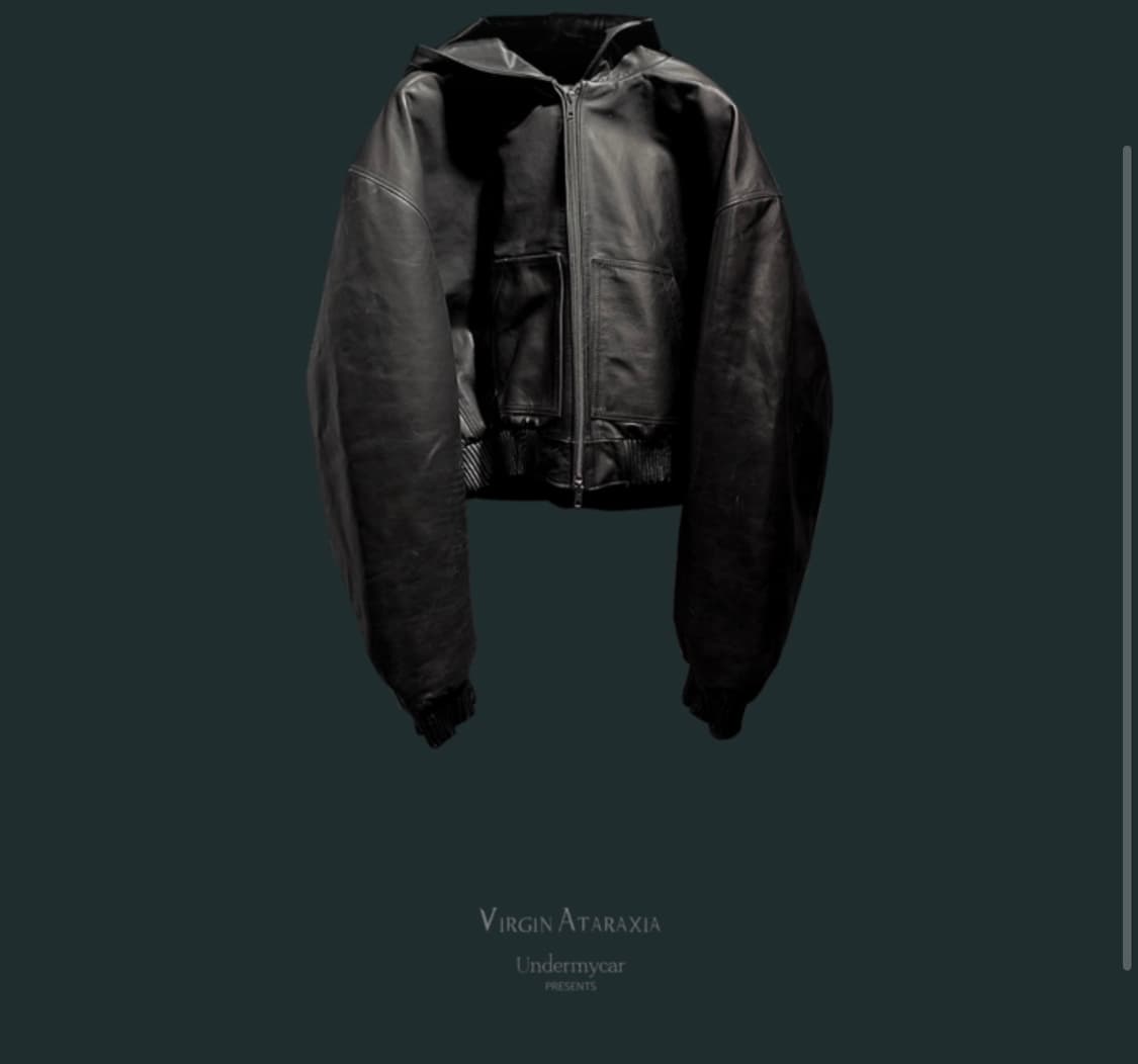 언더마이카 크롭 후드 레더 봄버 상품이미지1