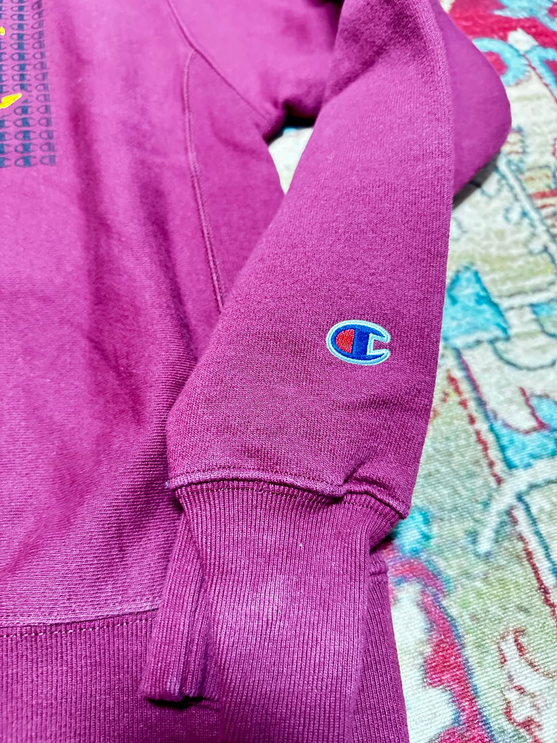 챔피언 로고 맨투맨 버건디 S 상품이미지3