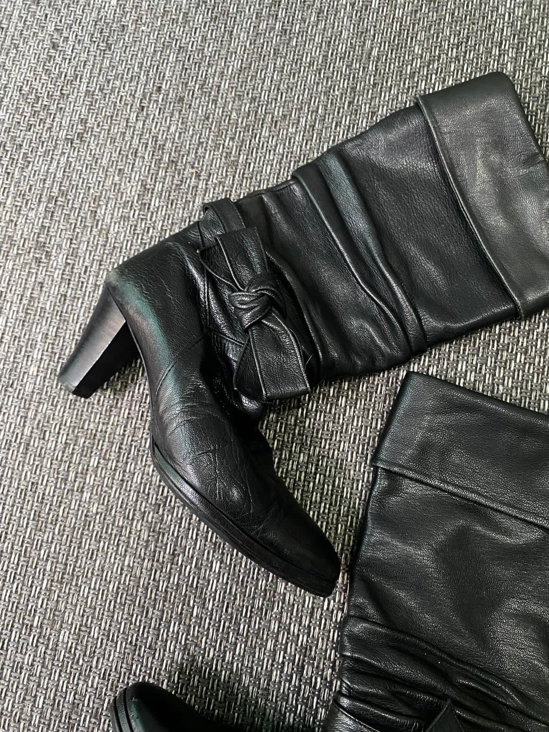 2000s Girl Ribbon Detail High Leather Bo 상품이미지3