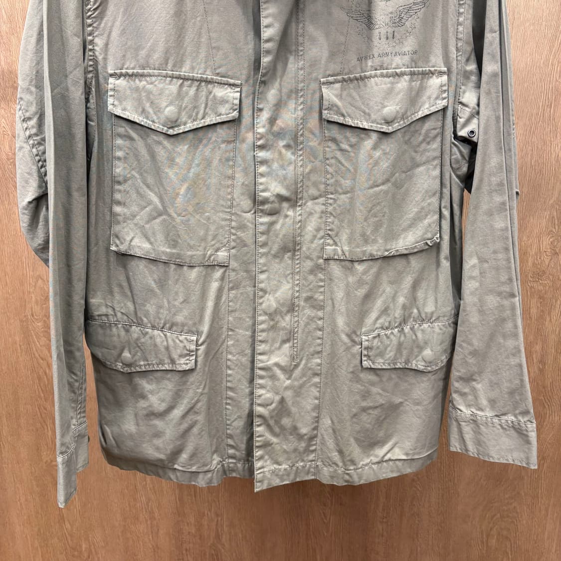 아비렉스 하이넥 코튼 밀리터리 필드 자켓 프린팅 로고 견장 디테일 베이지 상품이미지5