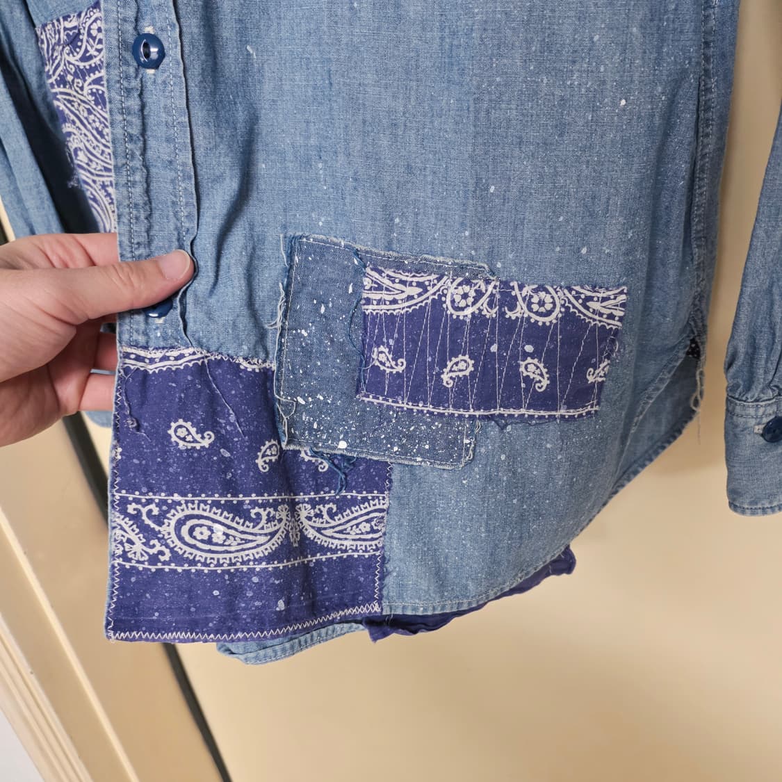 [L] 칼오라인 반다나 패치워크 샴브레이 워크셔츠 Cal O Line 상품이미지4