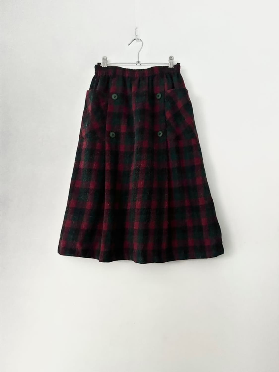Check pintuck pocket skirt / red 상품이미지1