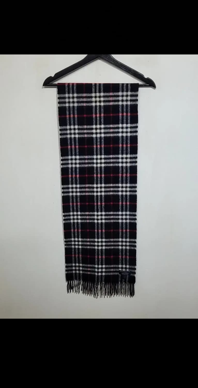 (정품) 버버리 캐시미어 목도리 체크 머플러 네이비 영국판  상품이미지1