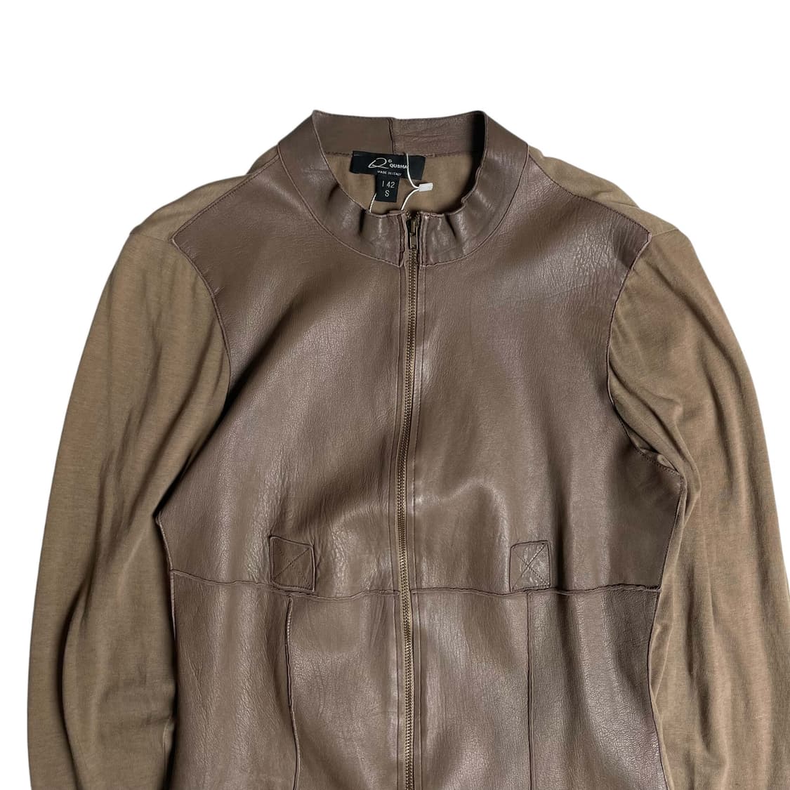 QUBHA 레더 져지 스트랩 포인트 자켓 (italy)   상품이미지2