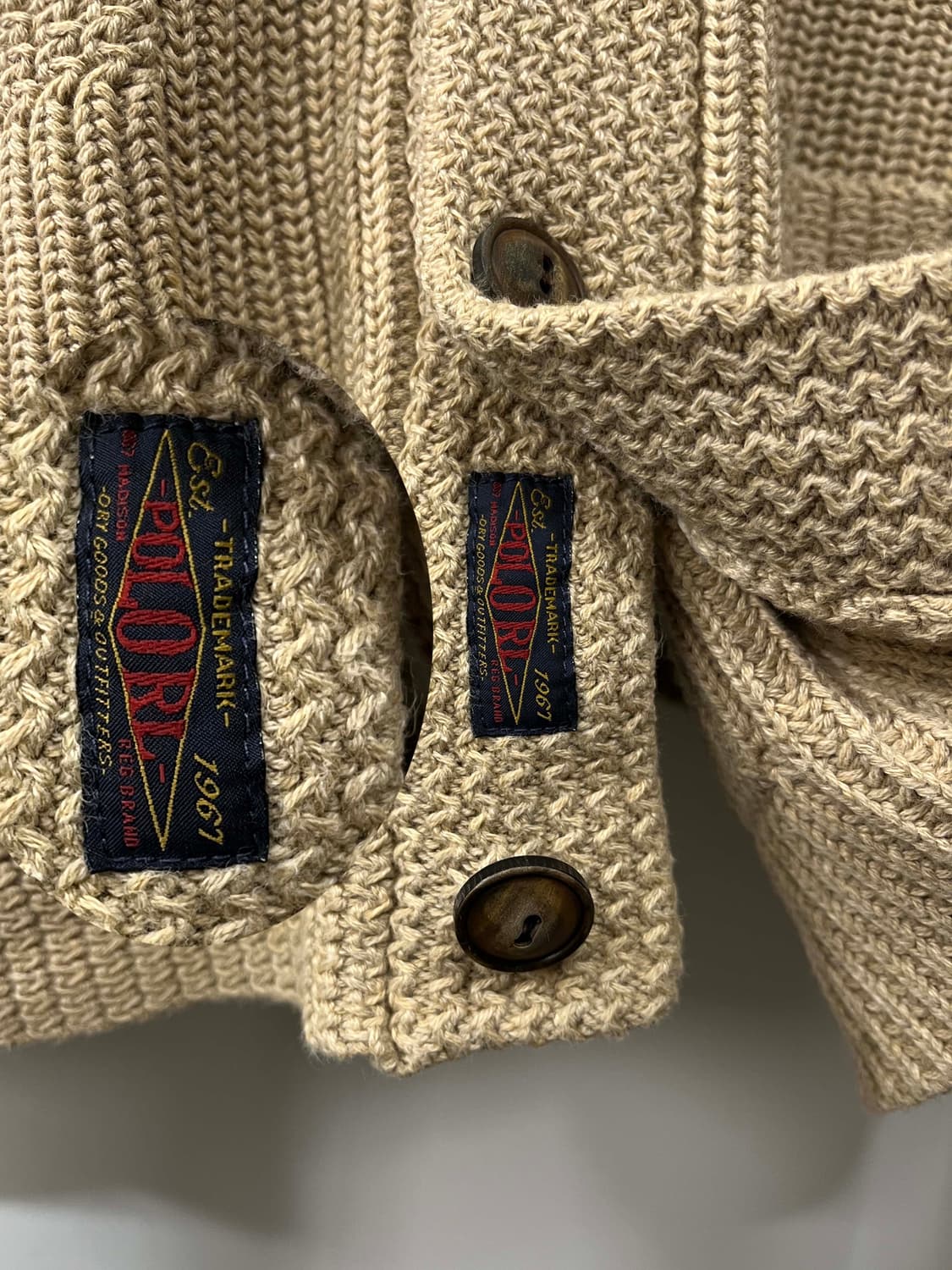 폴로 랄프로렌 베이지 코튼 셔들 니트 자켓 상품이미지6