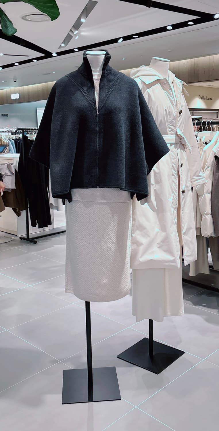 더캐시미어 인기 케이프 니트 차콜그레이 상품이미지6