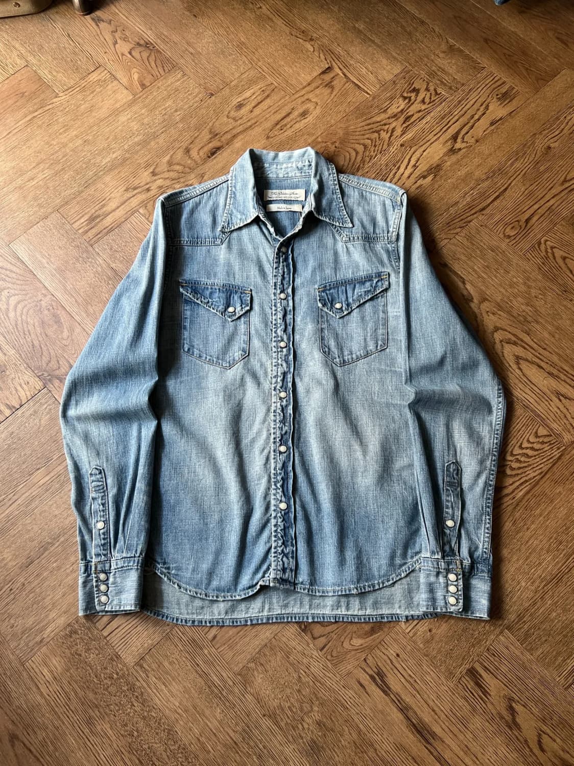 [M]레미릴리프 재팬메이드 빈티지 워싱 버튼다운 데님 웨스턴 셔츠 상품이미지1