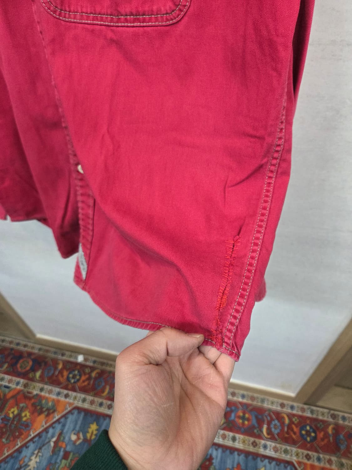 리바이스 빈티지 웨스턴 스티치 코튼 핑크 셔츠긴팔 xl 오버핏 상품이미지6