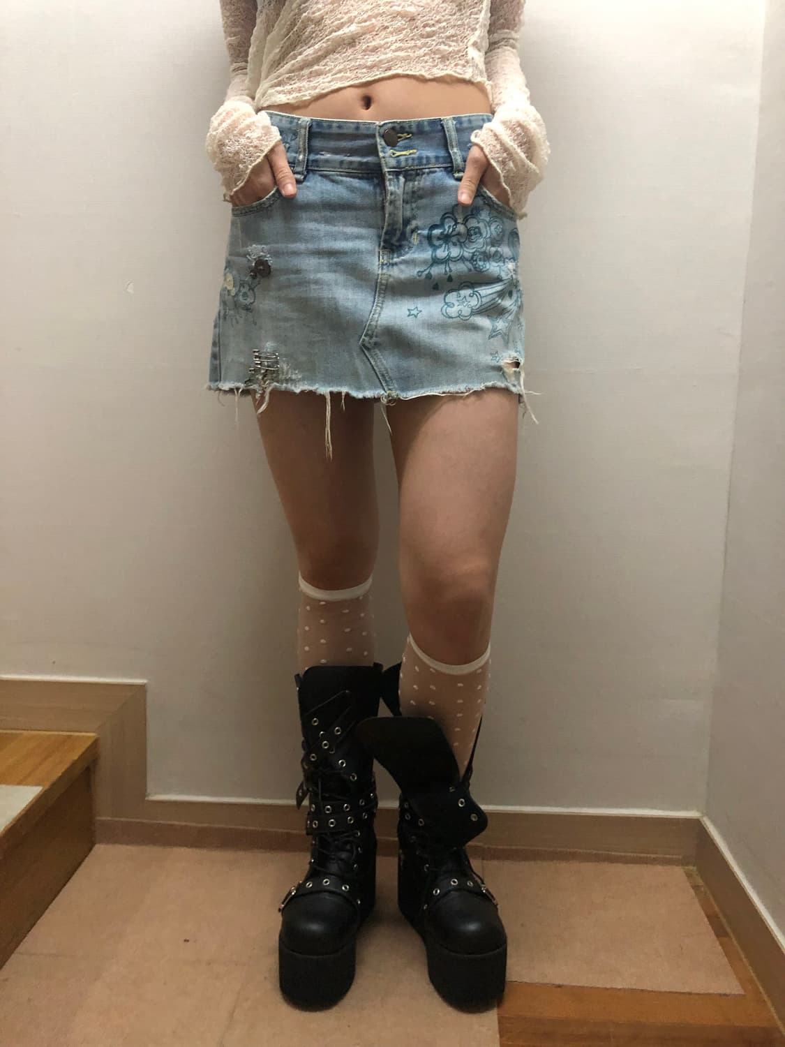 빈티지 아베크롬비 데님 미니 스커트 상품이미지5