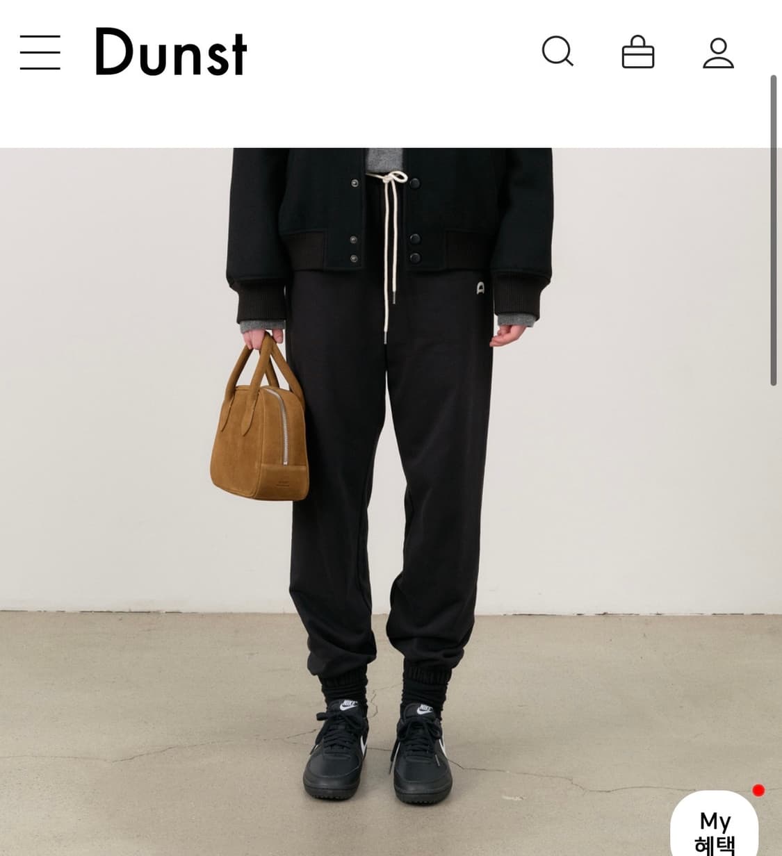 던스트 UNISEXLEATHER LOGO SWEATPANTS BLACK 상품이미지1