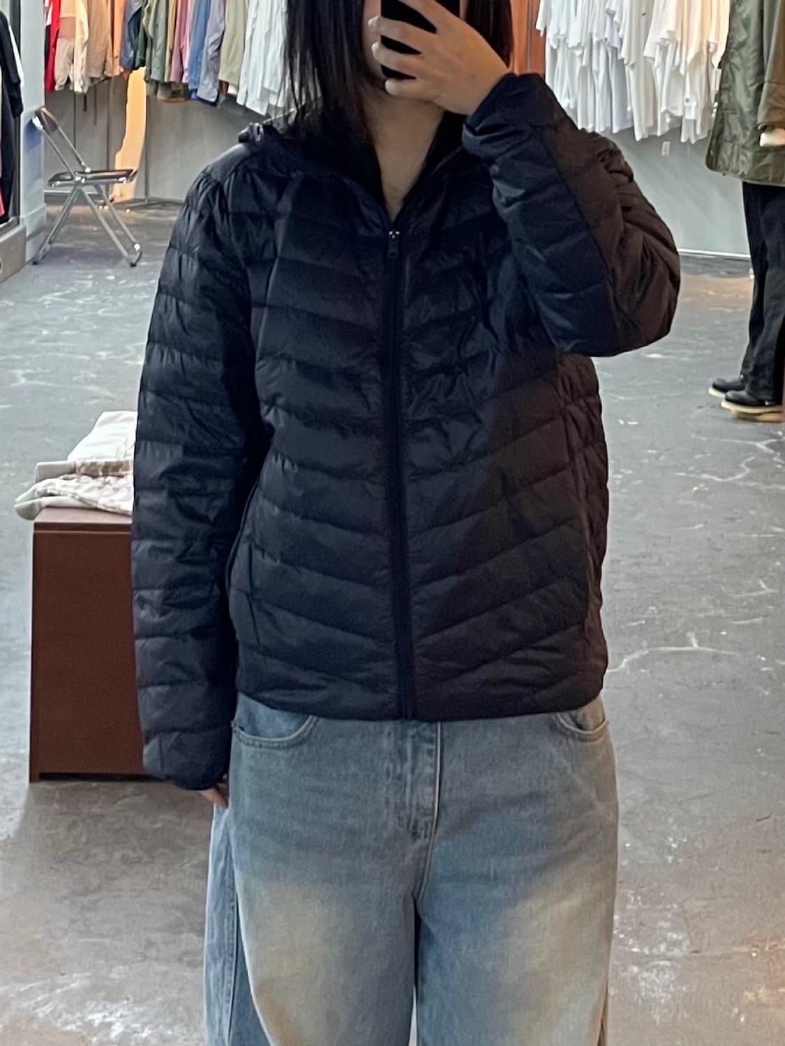 빈티지 네이비 다운 경량 후드자켓 H1482 상품이미지1