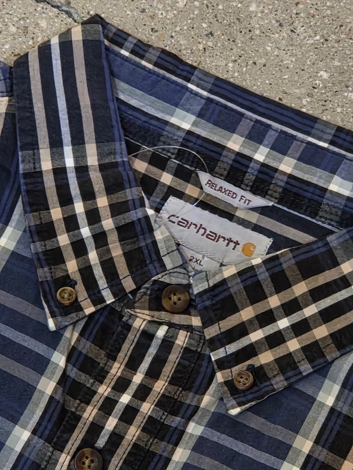 칼하트 블루체크 반팔셔츠 상품이미지2