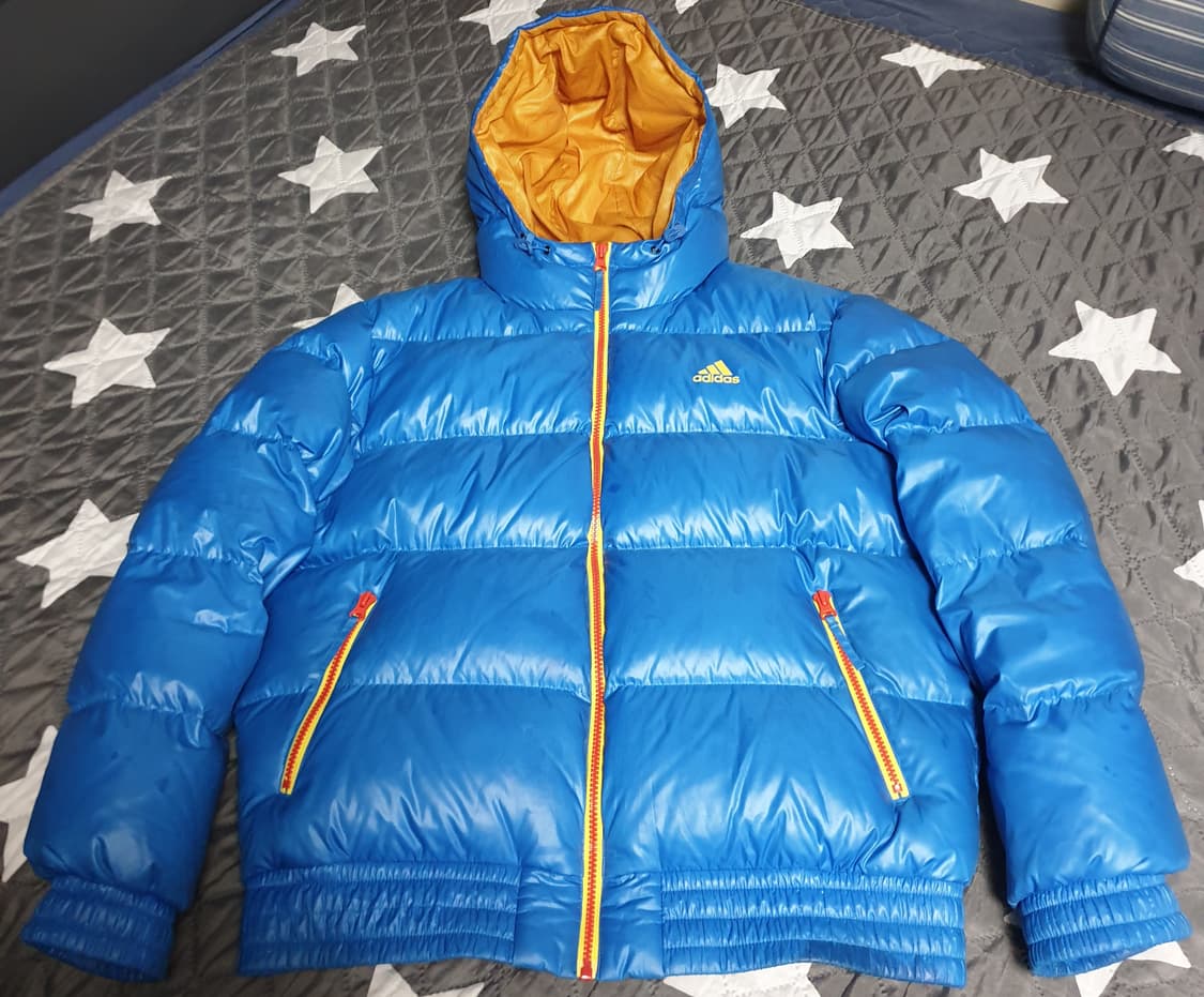 아디다스 올드스쿨 Q4S  칼라지퍼 덕다운 푸퍼 유광 패딩 (L) 상품이미지1