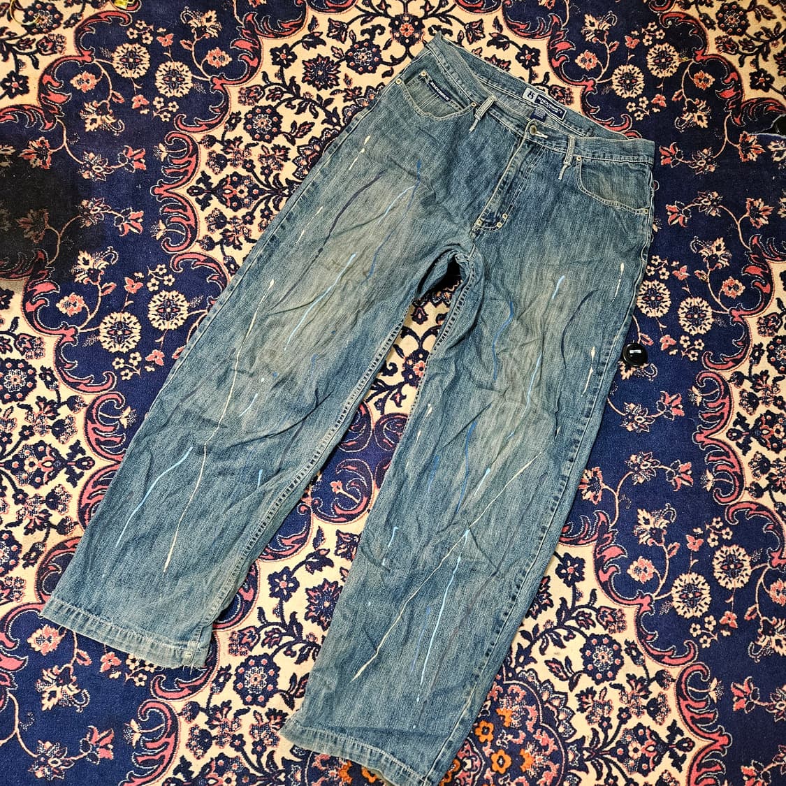 넉아웃(Knockout) 90's 페인딩 포켓 자수 레귤러 데님 팬츠 상품이미지1