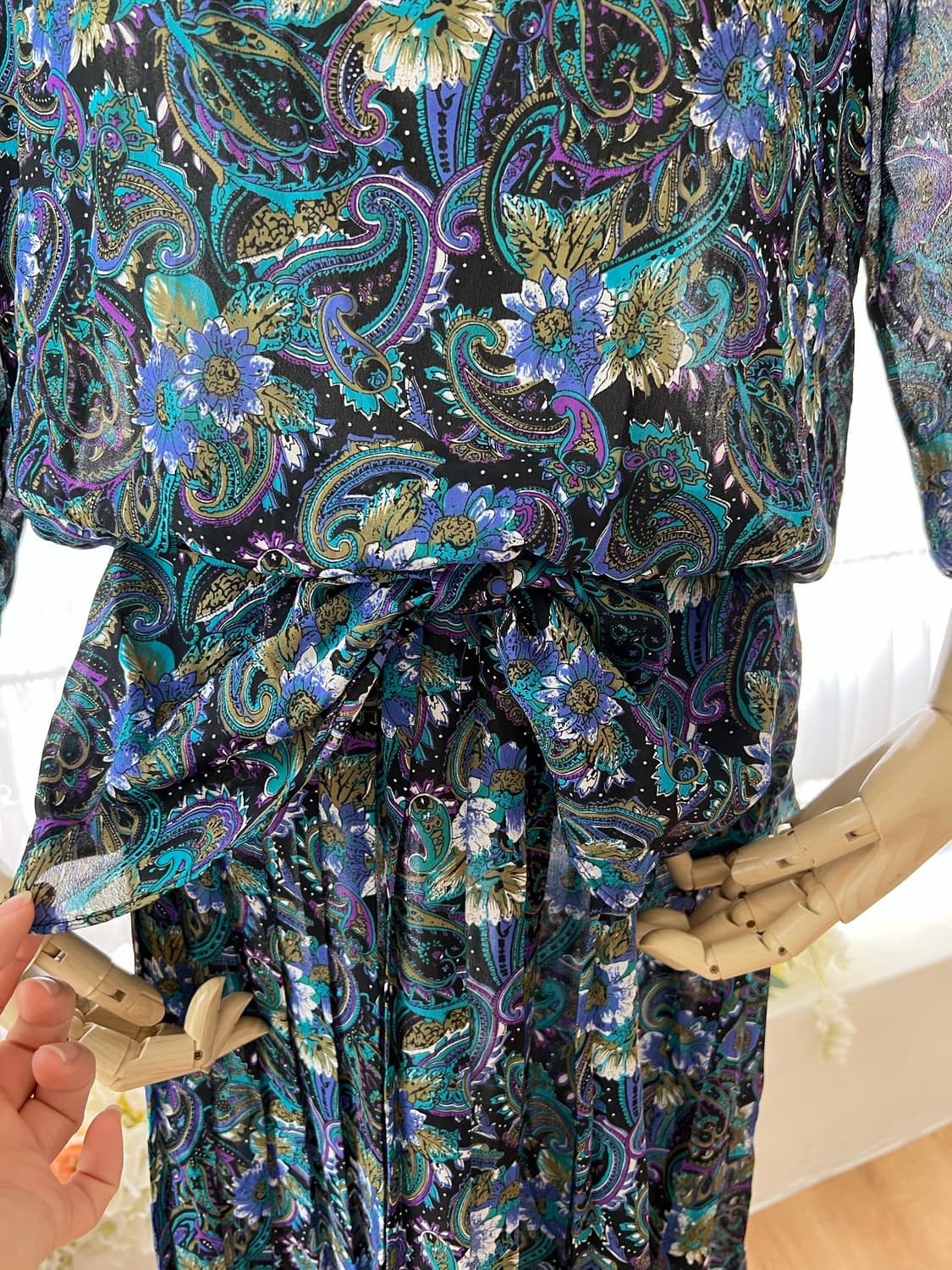 페이즐리 플라워 리본 원피스 상품이미지4