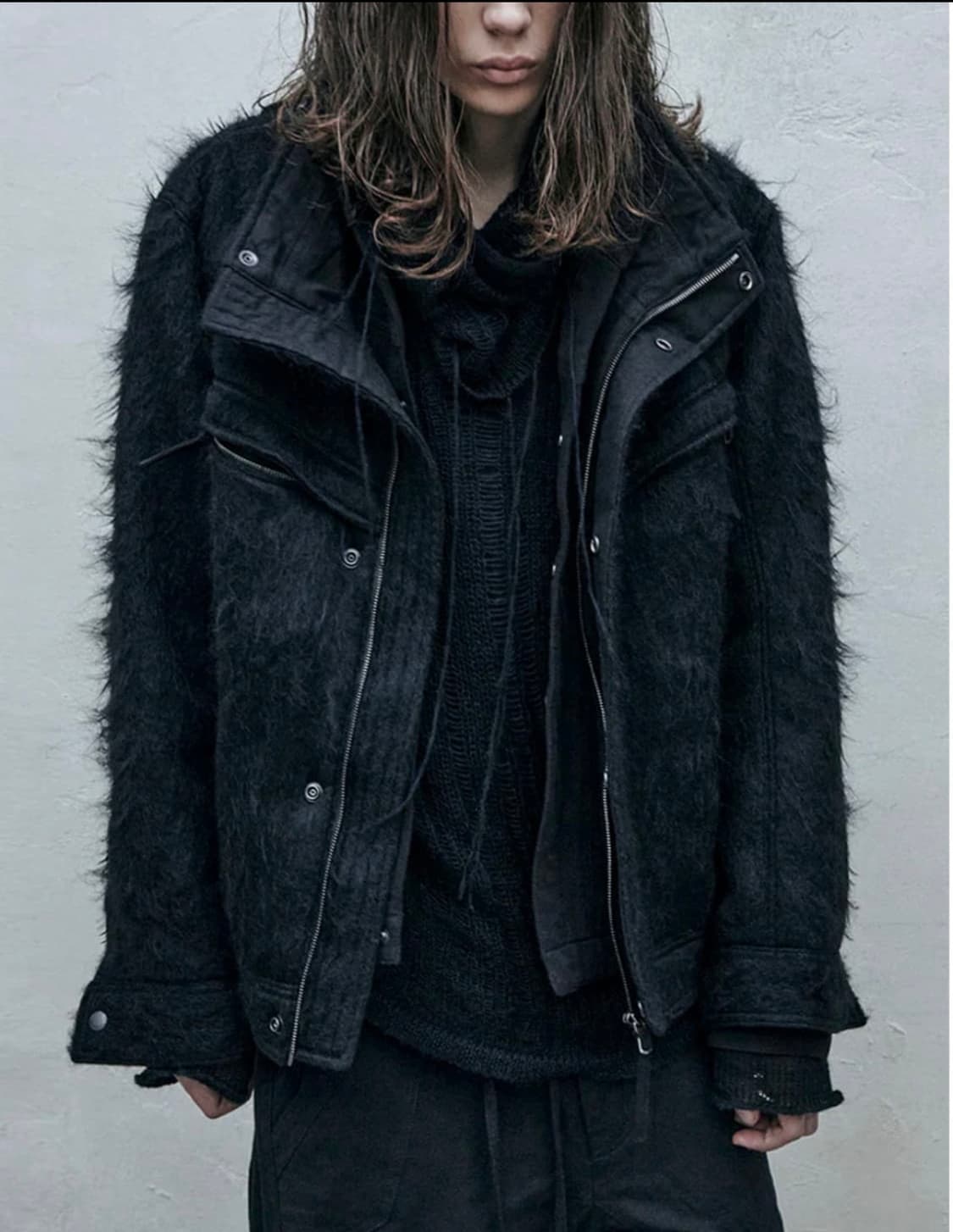 Blackmerle 블랙멀 사선 집 모헤어 자켓 상품이미지3