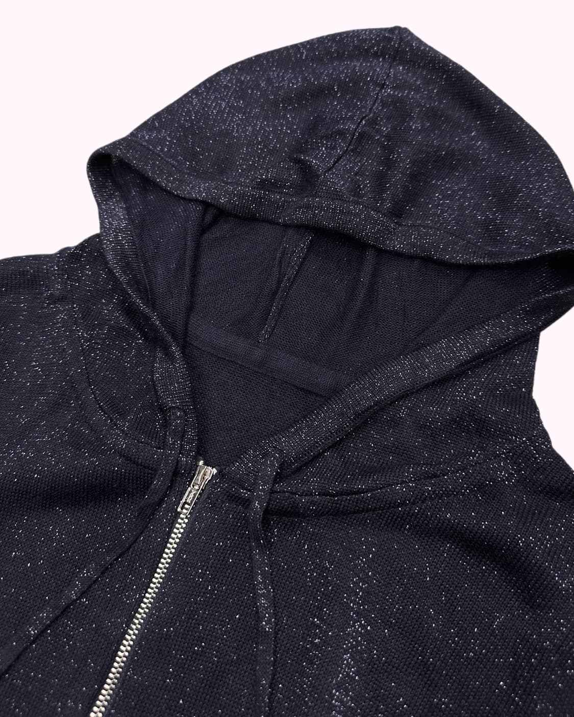 glitter navy knit hood zip-up 상품이미지3
