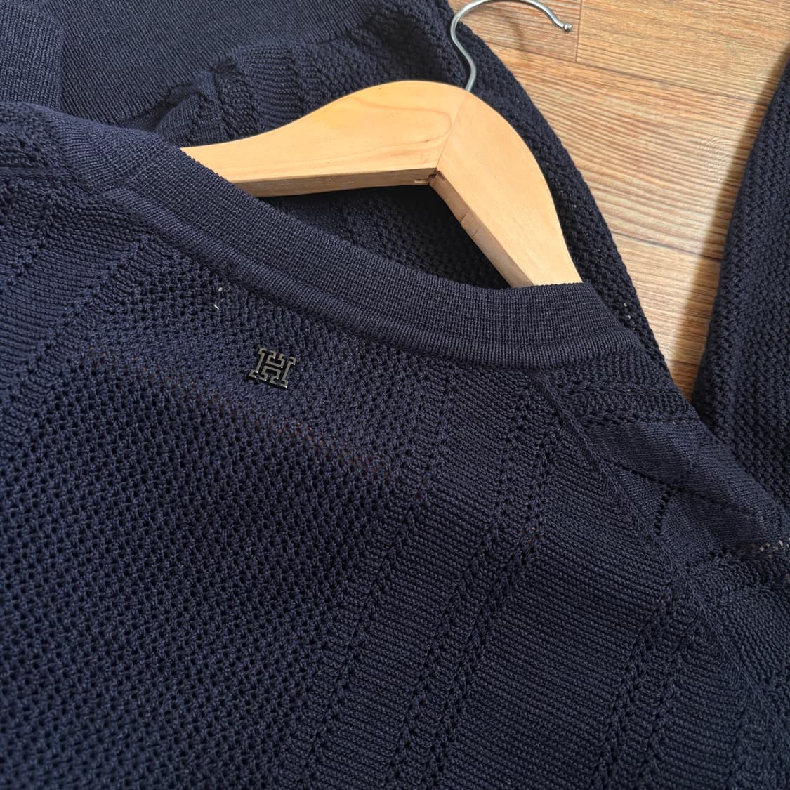 헤지스 빅사이즈 니크 가디건 110 120 다크네이비 그물 소재 상품이미지5