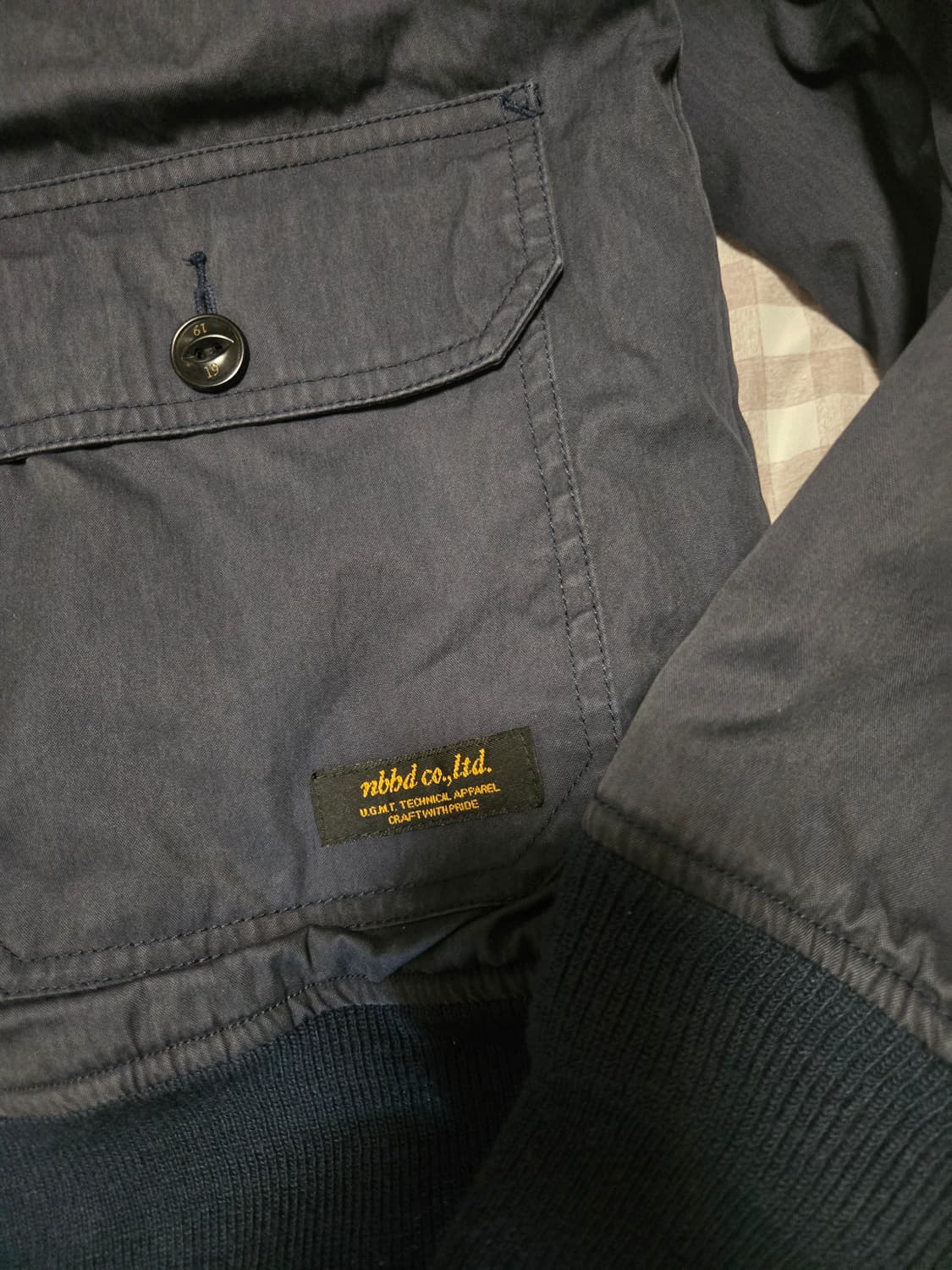 네이버후드 버튼 봄버 다크네이비LG 상품이미지2