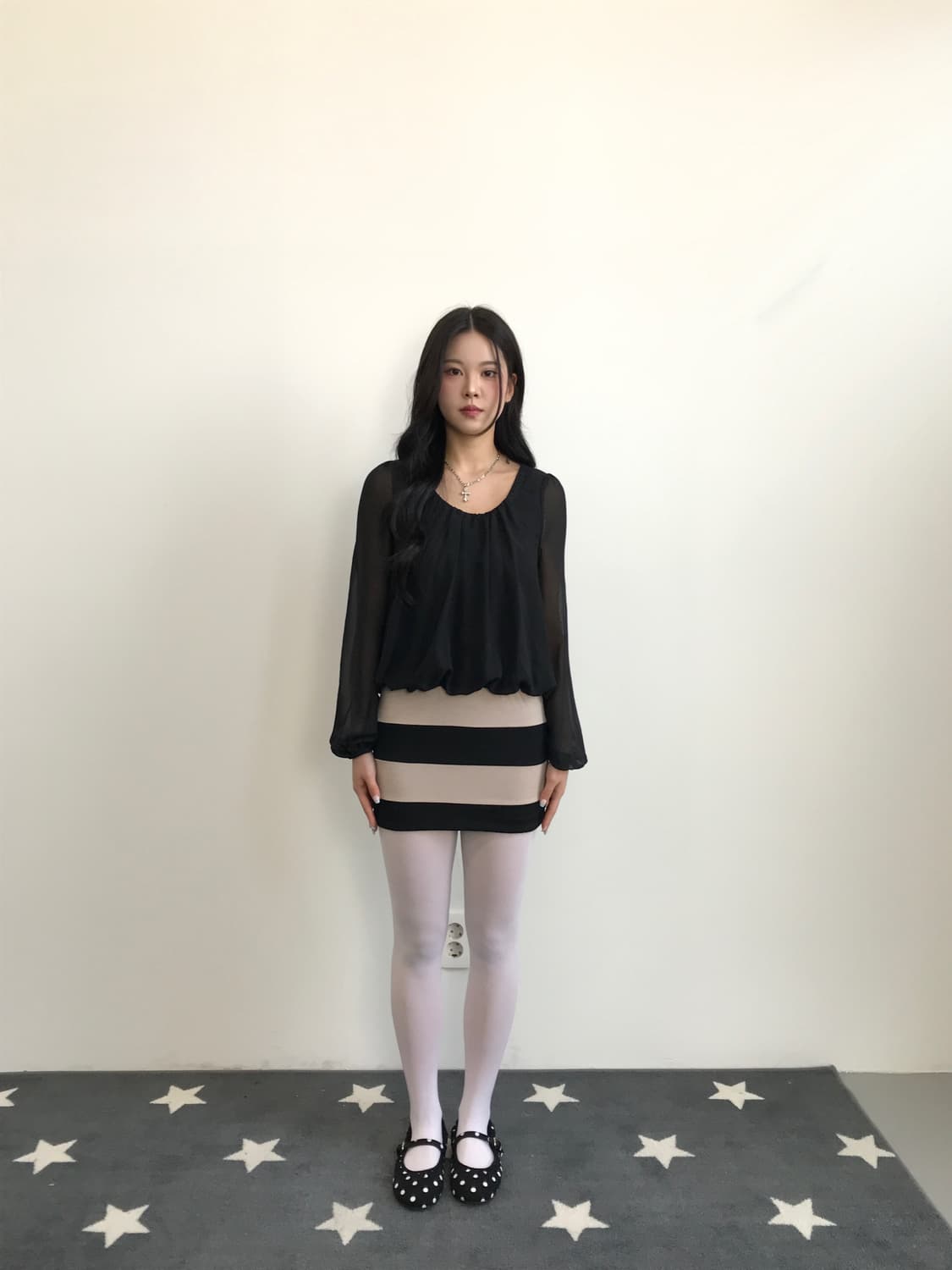 'RyuRyu' Chiffon Striped Mini Dress 상품이미지1