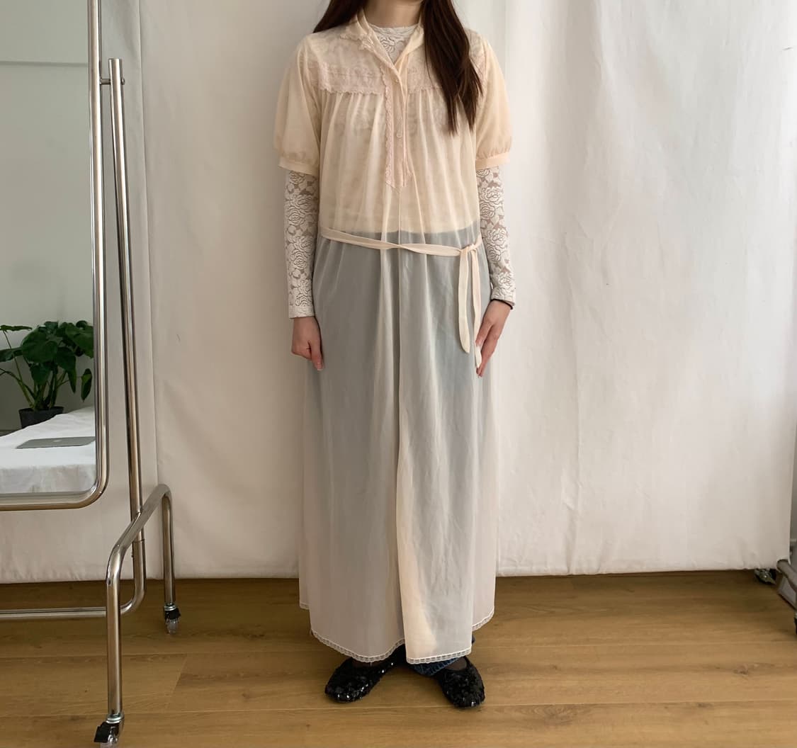 Peach lace Europe vintage dress 상품이미지4