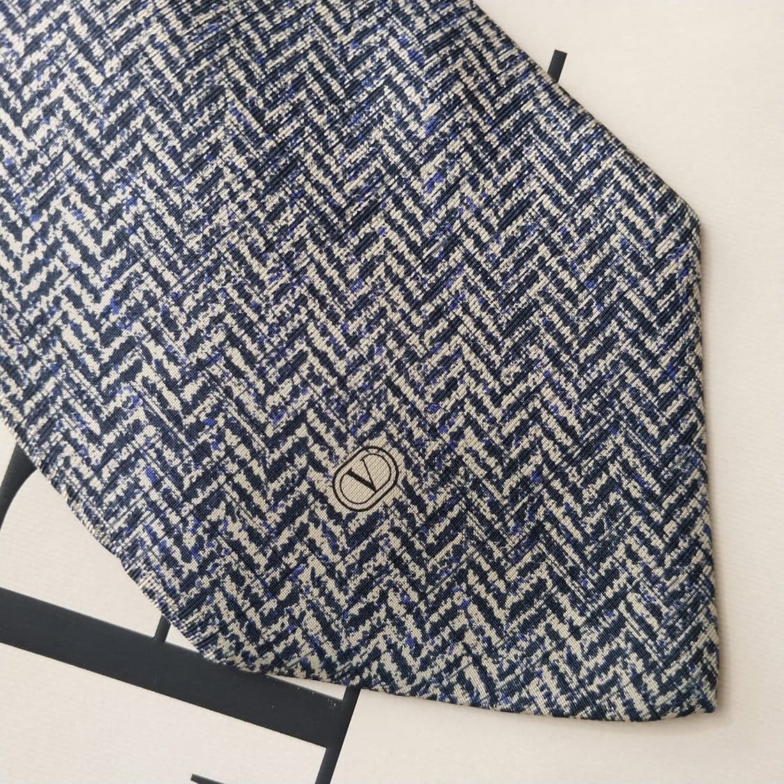 발렌티노 실크 베이지 자카드 패턴 넥타이 9.9cm A+등급 K2194 상품이미지7