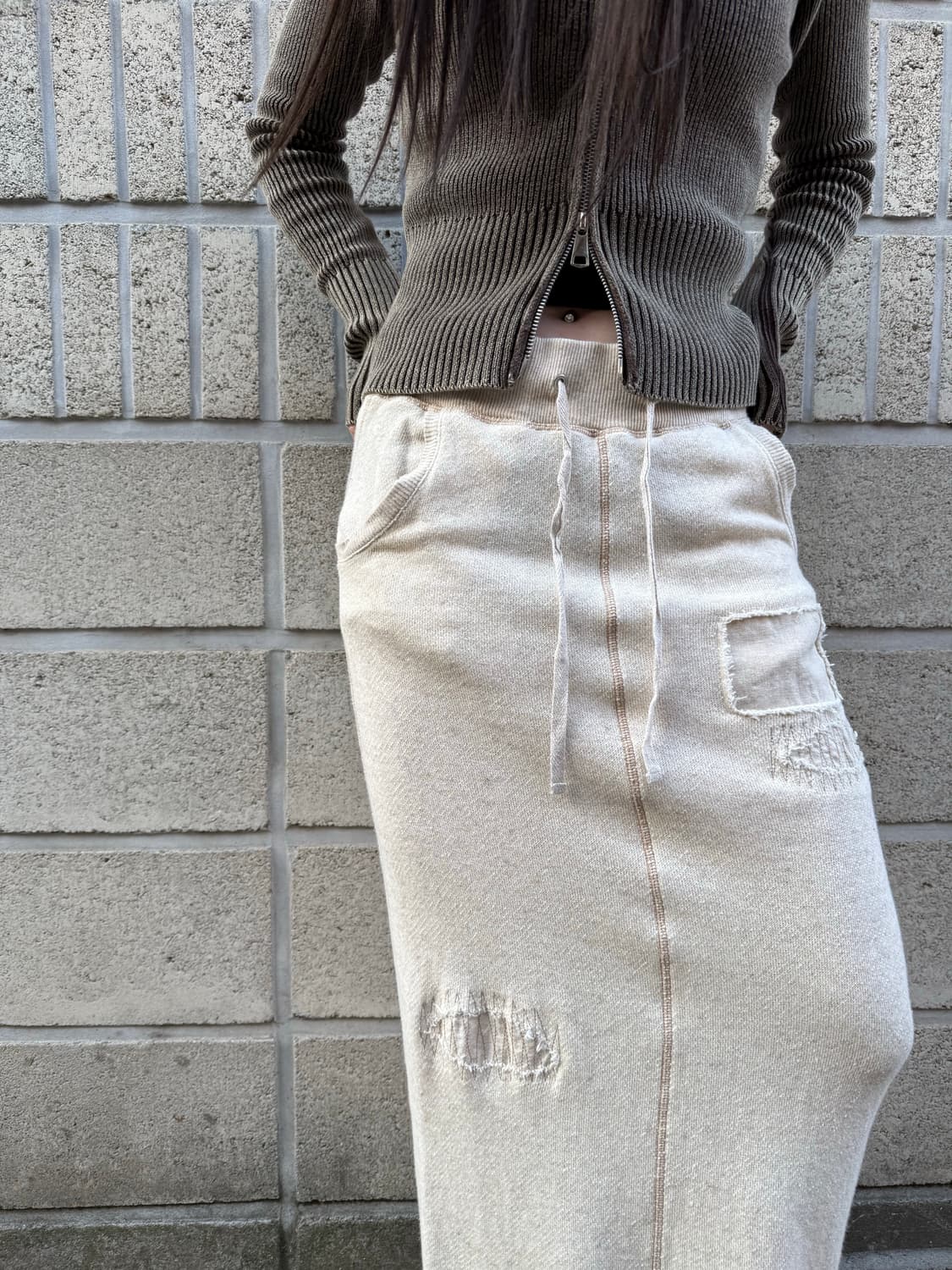 GOA 그런지 하이웨스트 롱 스커트 상품이미지2