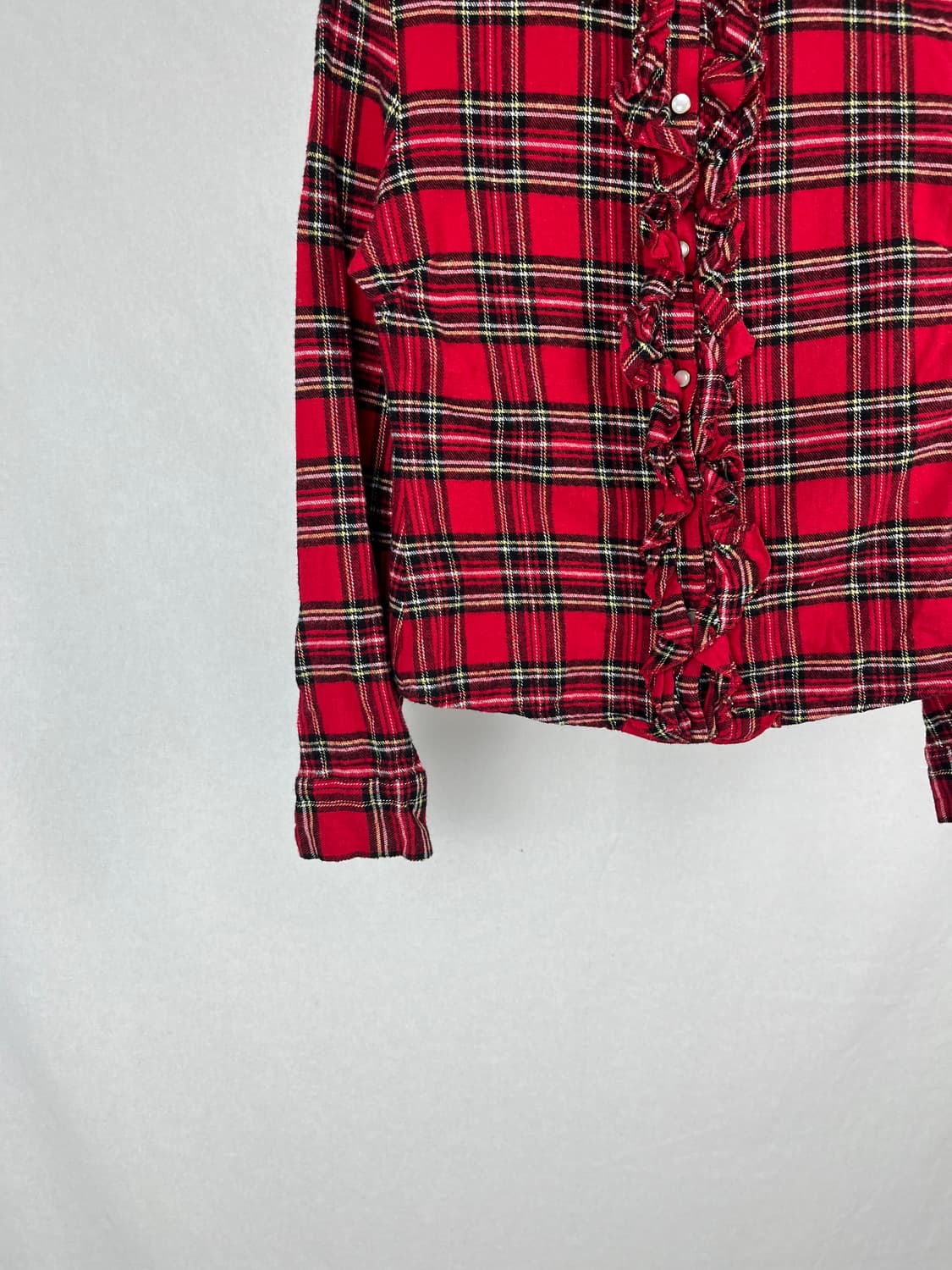 Vintage 셔링 레드컬러 체크 셔츠  상품이미지2