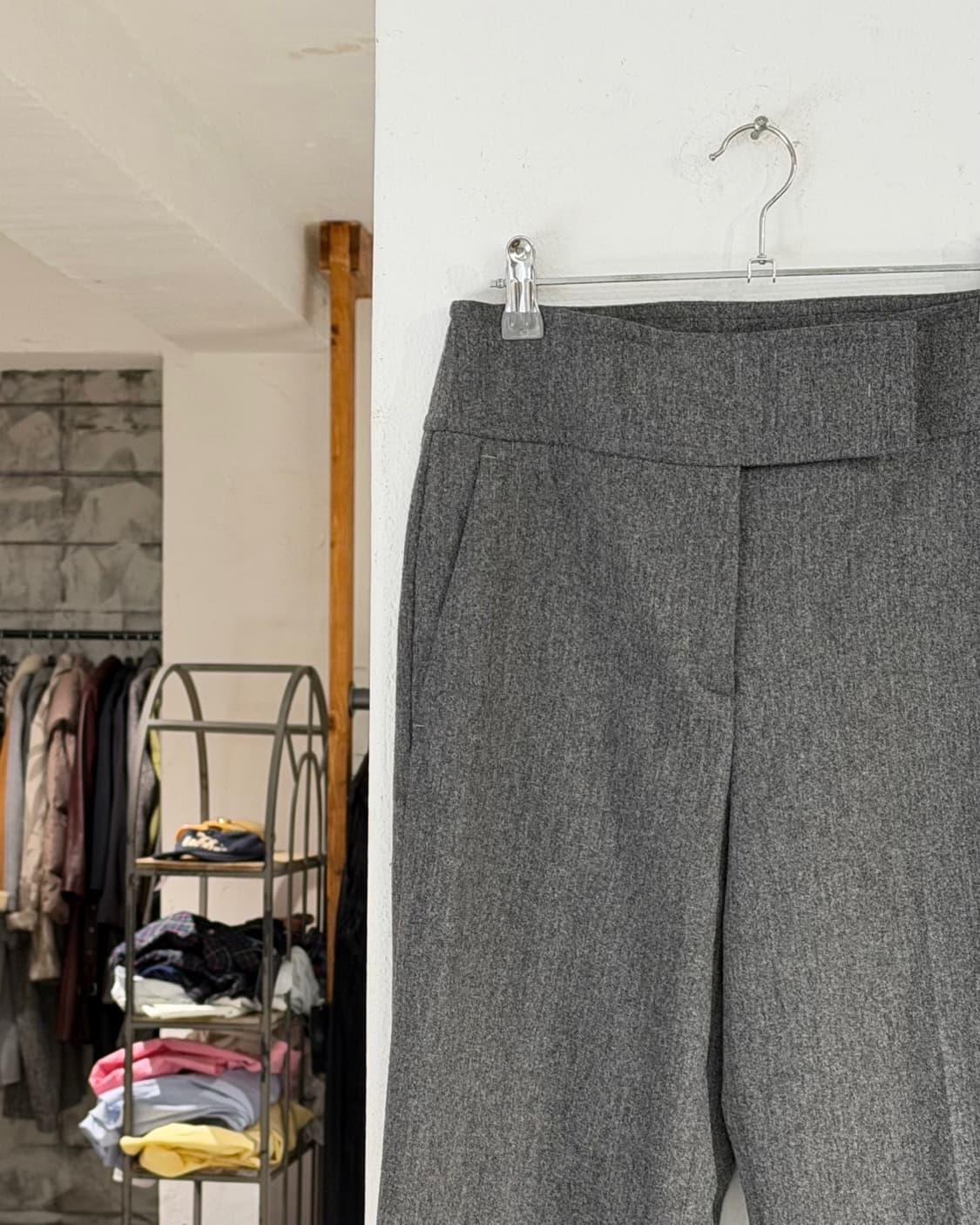 질샌더 네이비 그레이 울 스트레이트 팬츠 상품이미지3