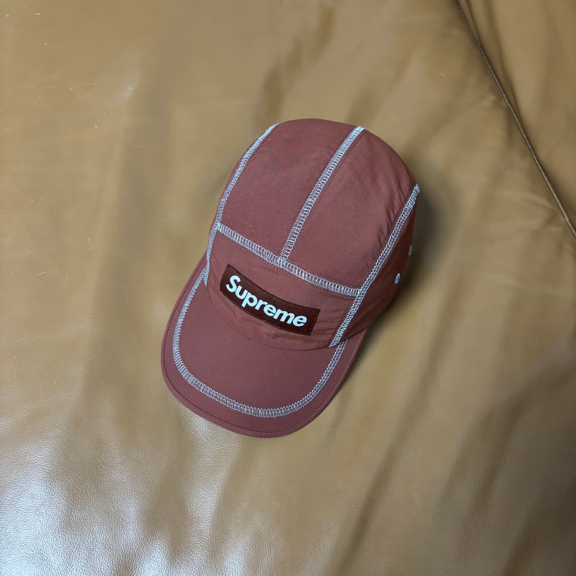 슈프림 캠프캡 모자 박스로고 23ss 리플렉티브 스티치 브라운 상품이미지6