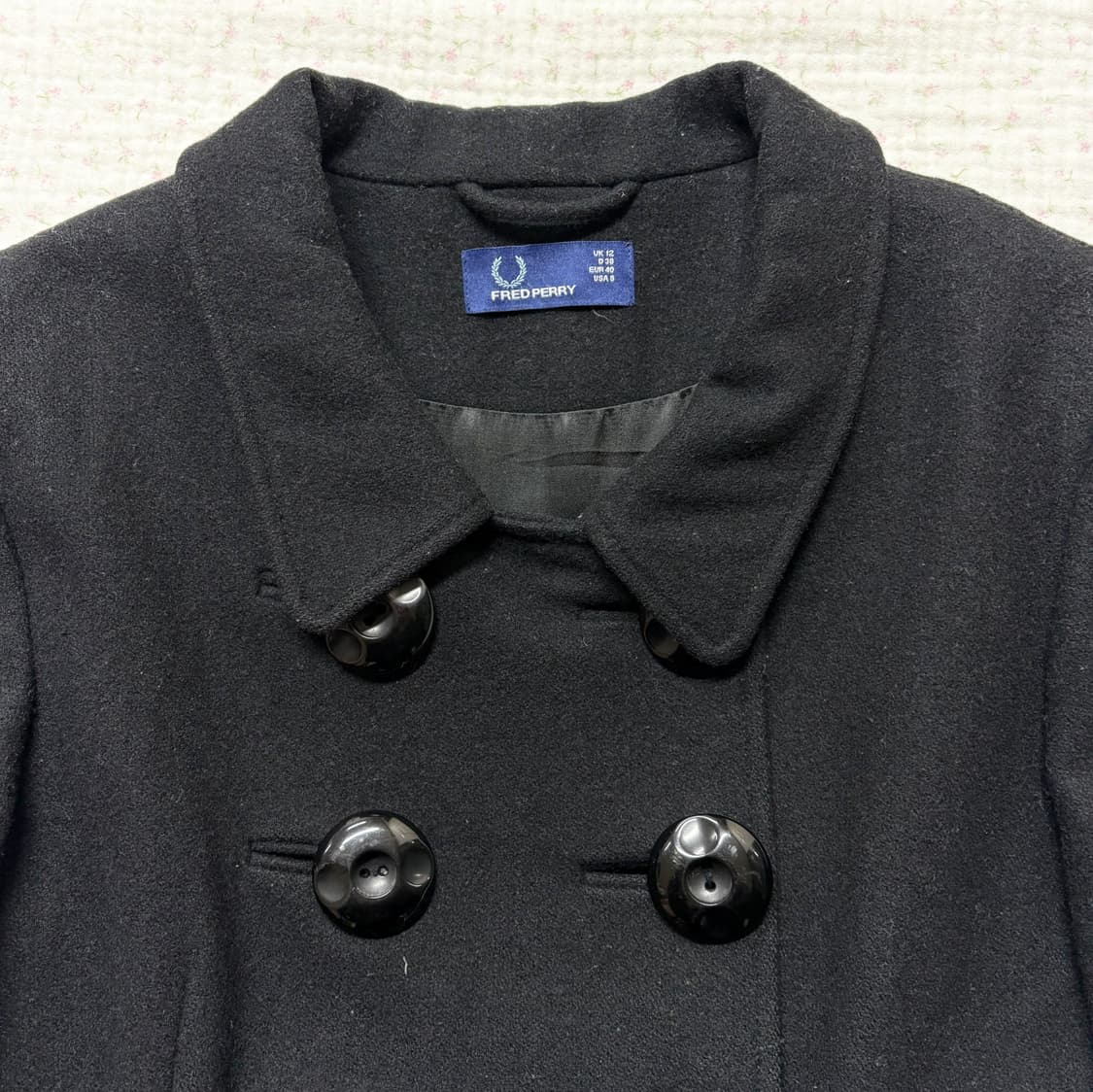 Fred Perry 프레드페리/ 블랙반코트 반코트 더블코트 울코트 상품이미지5