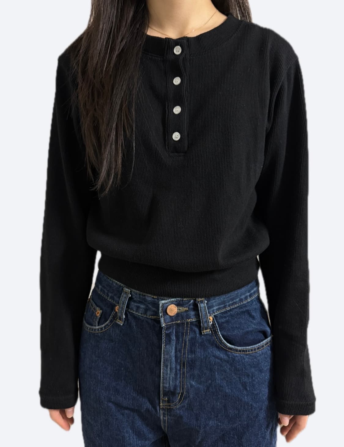 미니포에 블랙 롱 슬리브 상품이미지1