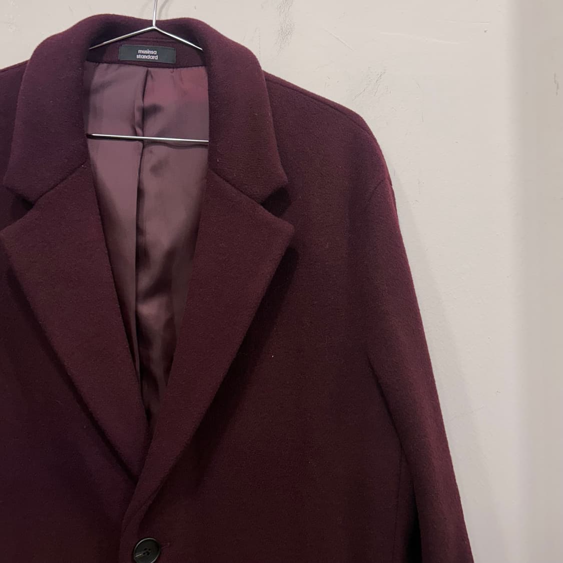 무신사스탠다드 케시미어블랜드 버건디 롱코트 상품이미지1