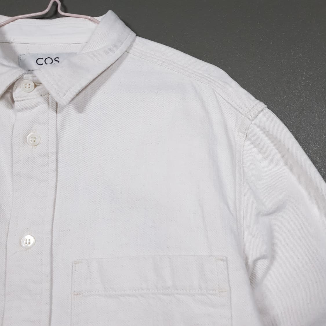 실측 XL) COS 코스 미니멀 포켓 헤비 코튼 셔츠형 남방 오트밀 크림 상품이미지2