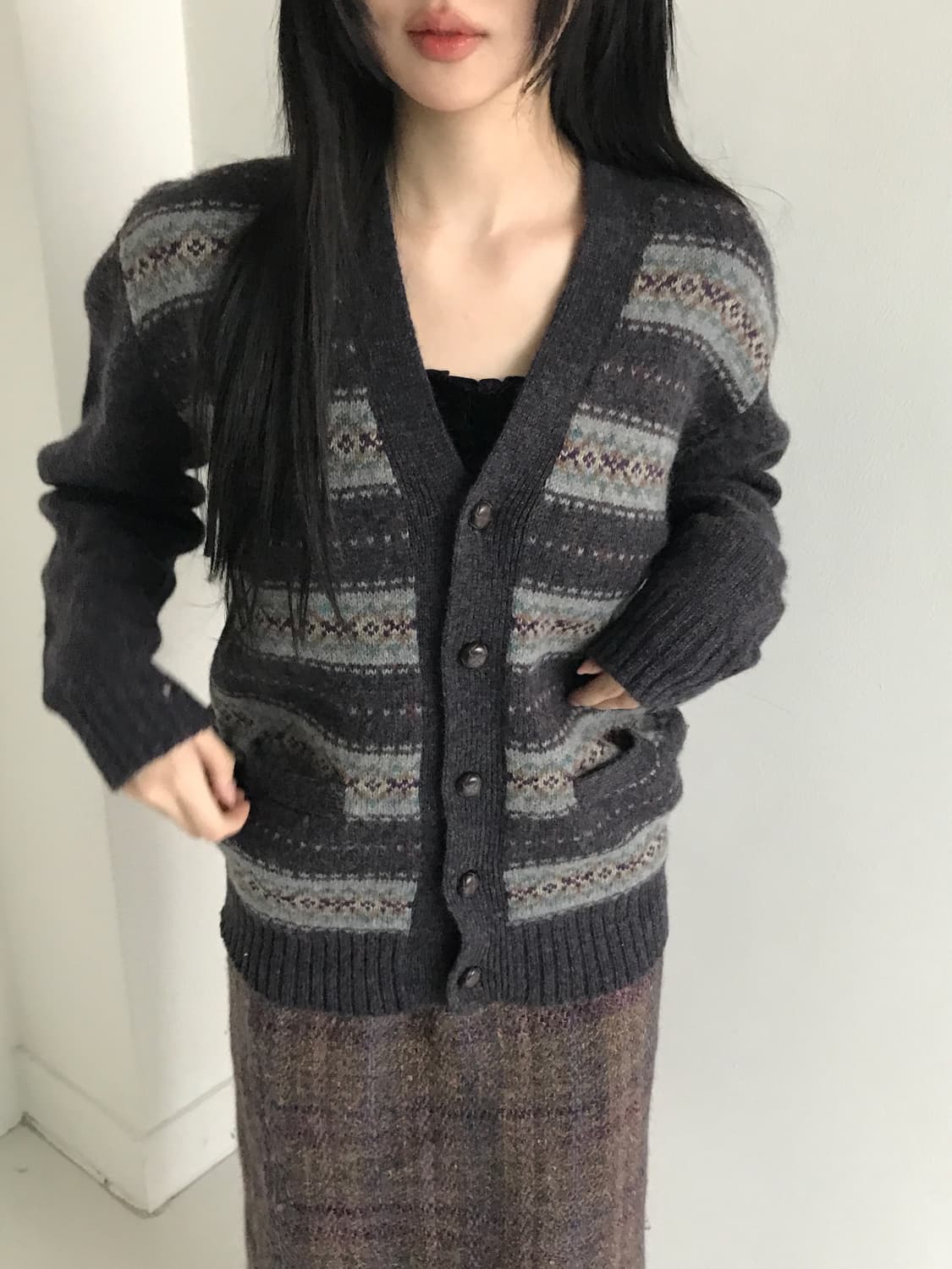 Mori Vintage Knit Cardigan(Grey) 상품이미지3