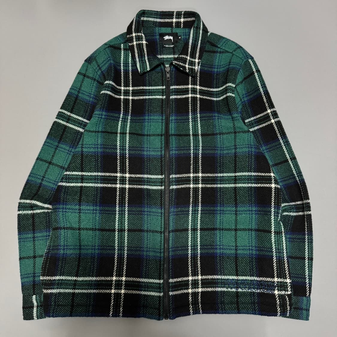 스투시(STUSSY) 그린컬러 플레이드 패턴 울 혼방 집업 블루종 자켓 상품이미지8