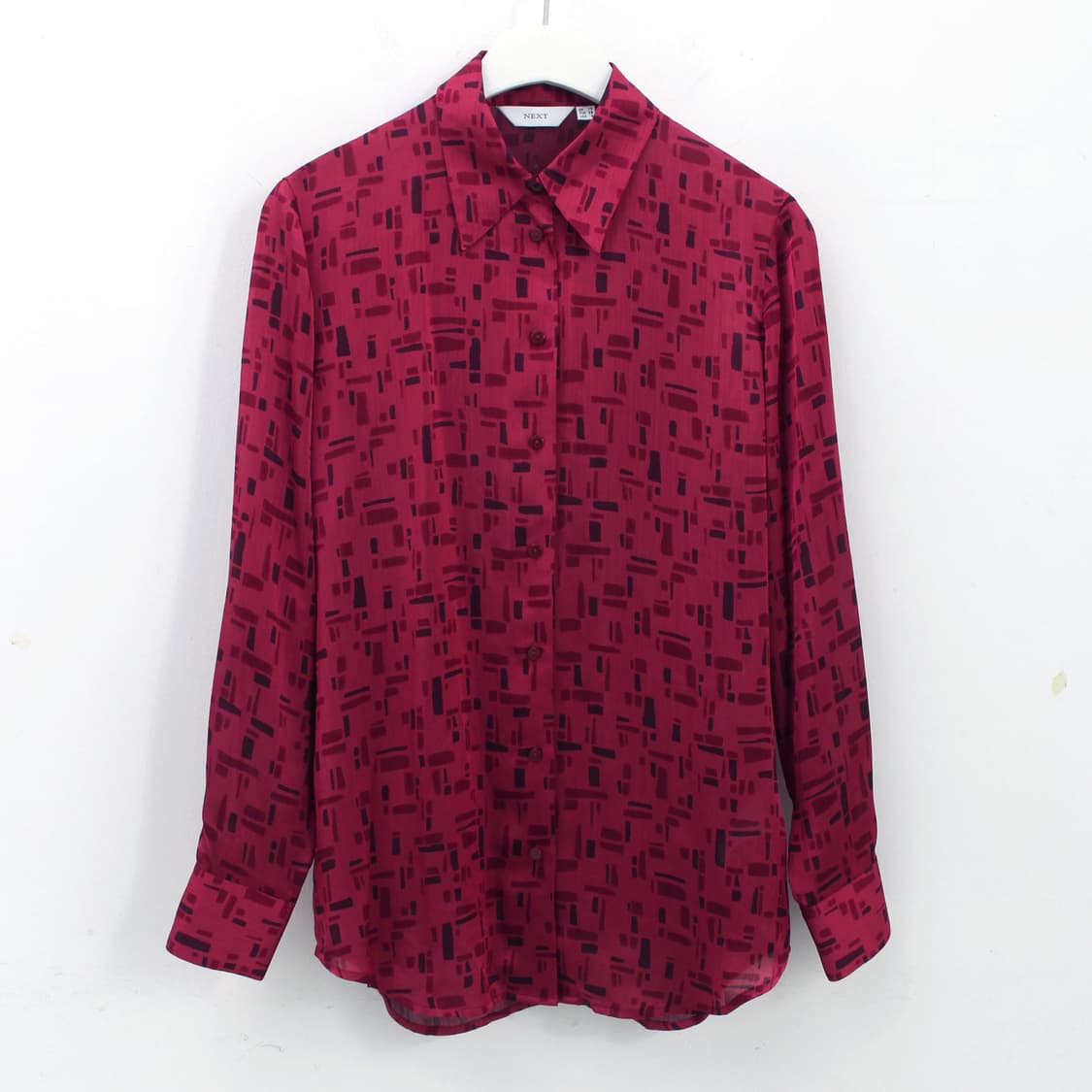 일본 빈티지 퍼플 레드 도형 패턴 블라우스 상품이미지1