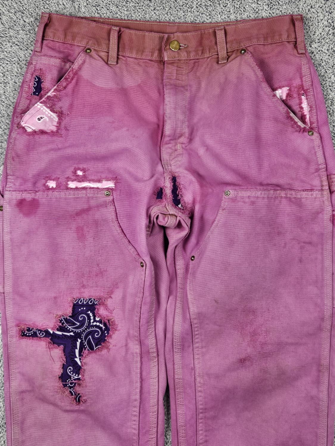 칼하트 핑크다이드커스텀 카펜터 더블니 팬츠 (34X30추정)/ 10278 상품이미지5