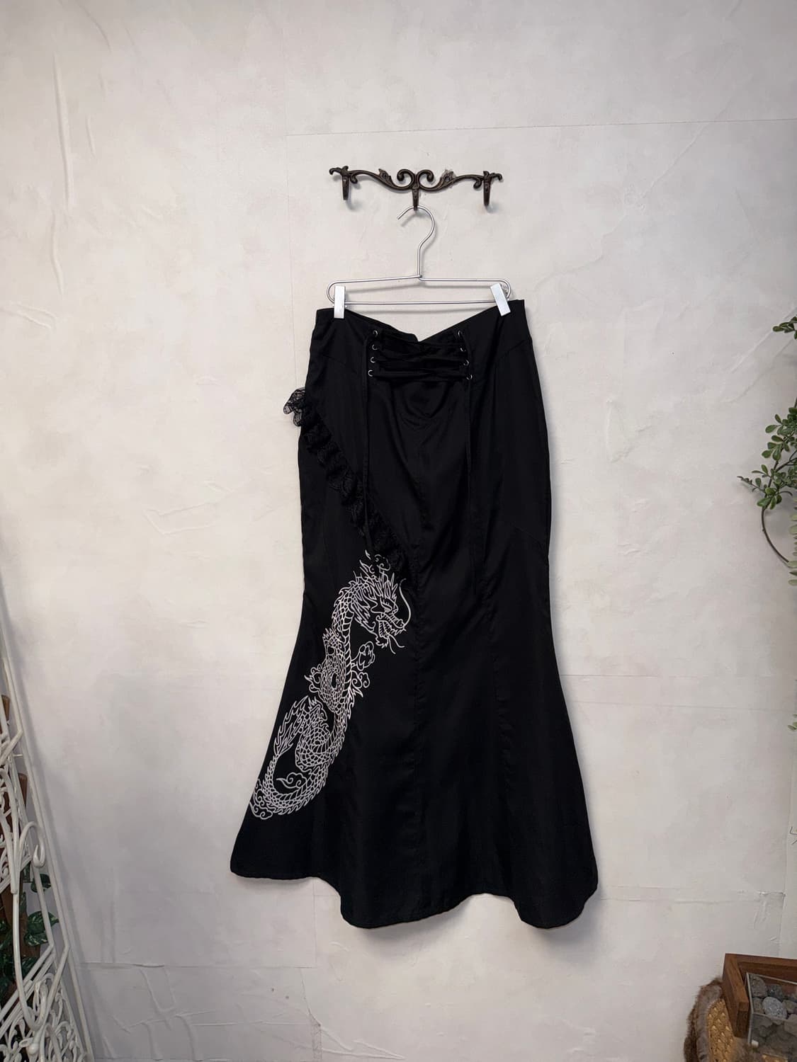Black oriental dragon lace corset skirt 상품이미지1
