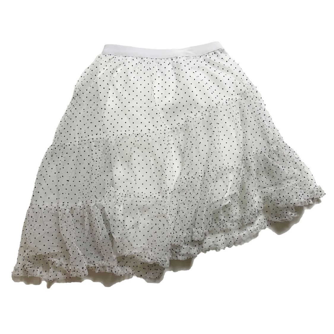 새상품 여자 봄 도트 사선 프릴 미디스커트 상품이미지1