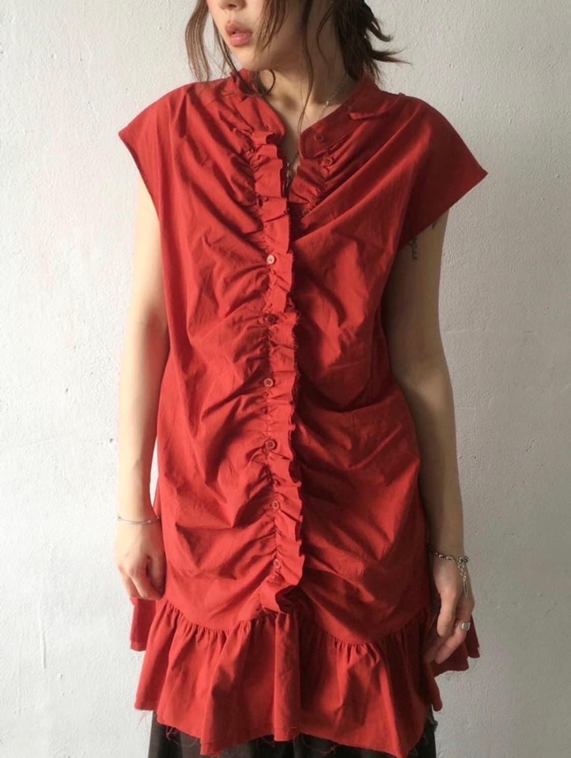 빈티지 셔링 리본 슬리브리스 원피스 나시 애프터먼데이 김아홉 히피디피 상품이미지2