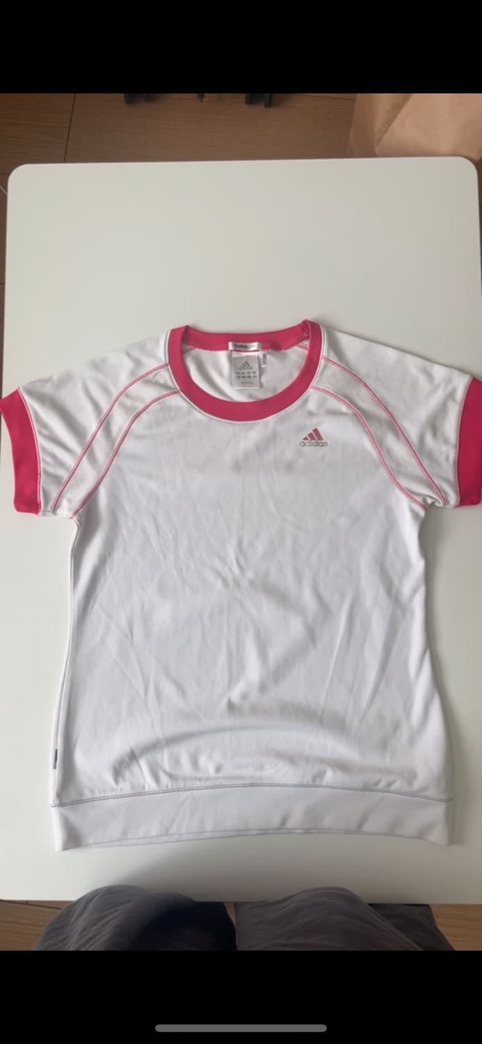 Adidas White & Pink Short Sleeve T-Shirt 상품이미지1