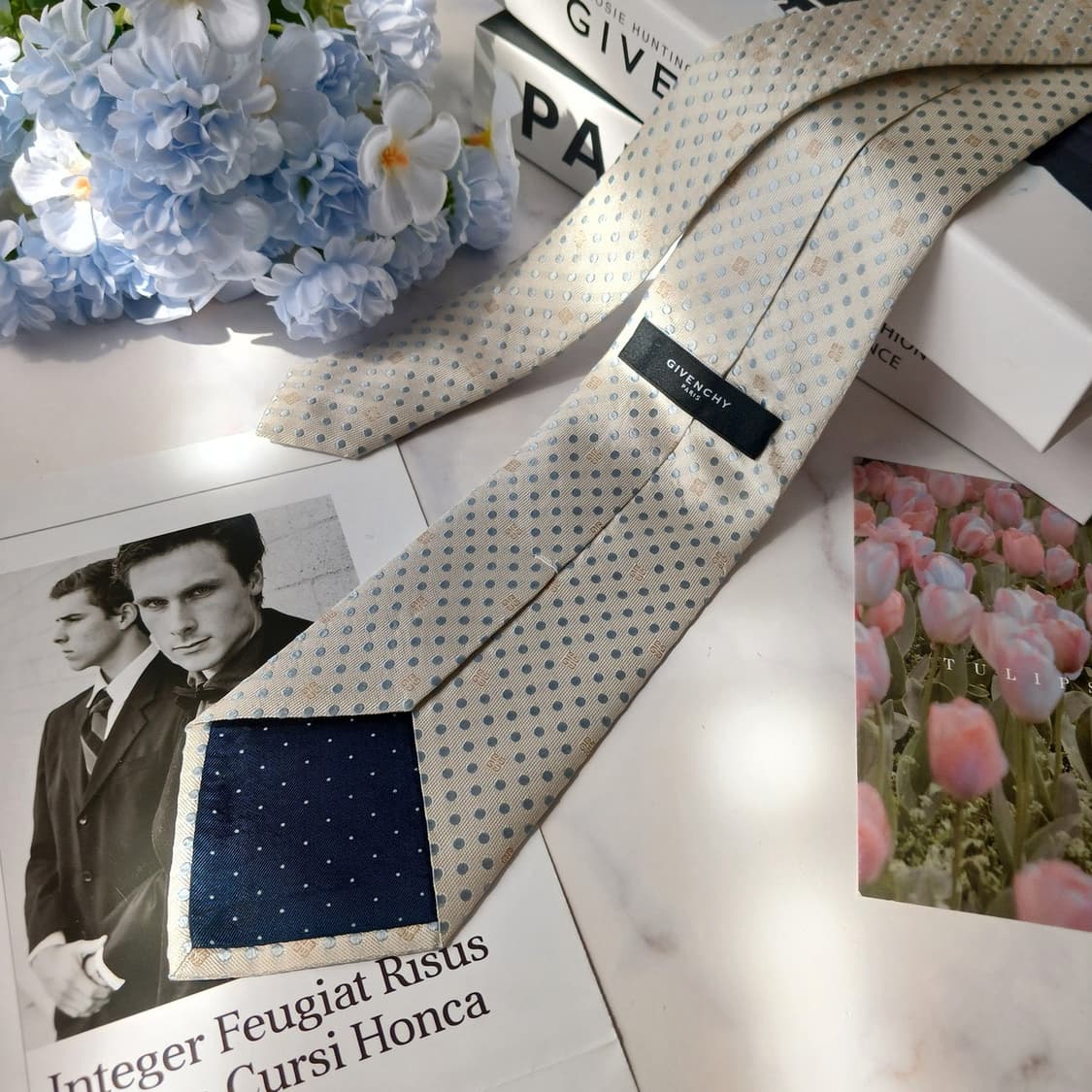 지방시 실크 크림화이트 도트 패턴 넥타이 8.8cm B등급 E795
 상품이미지4