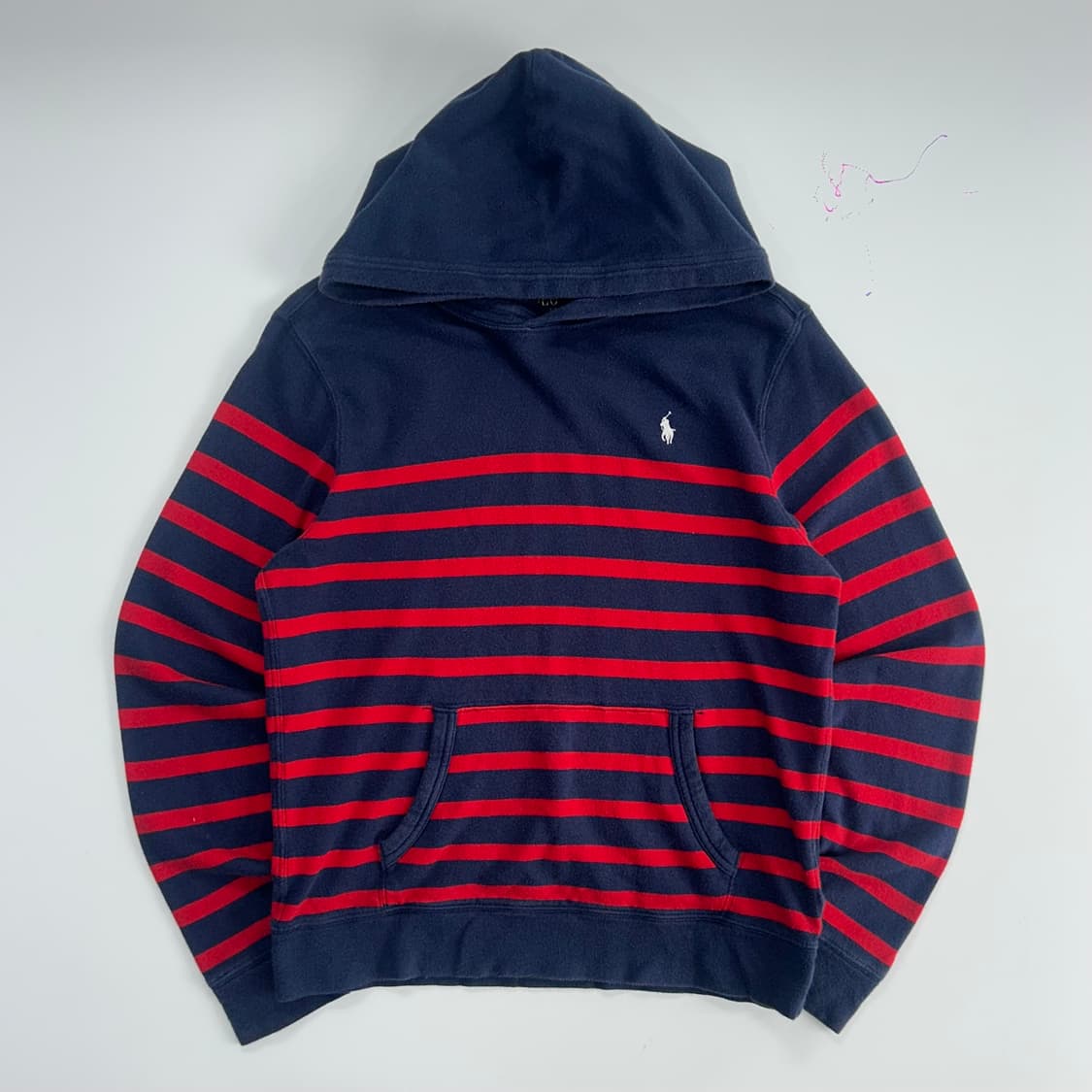 Polo 폴로 화이트포니 레드 네이비 스트라이프 후드티 상품이미지3