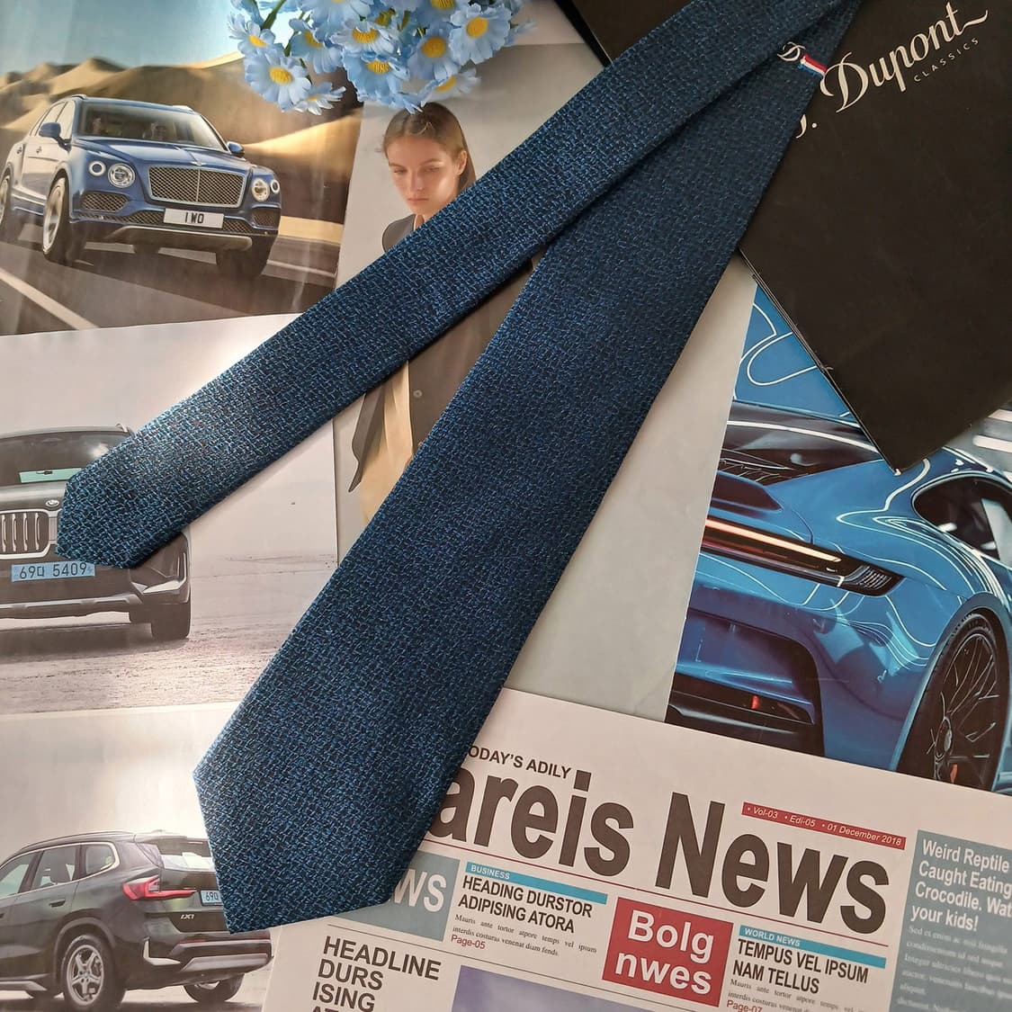 듀퐁 실크 네이비 로고 포인트 넥타이 8.2cm A+등급 A19276
 상품이미지3